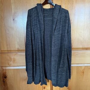 Barefoot Dreams Cozy Chic Lite Hooded Open Front Long Cardigan. Size 2X, Gray